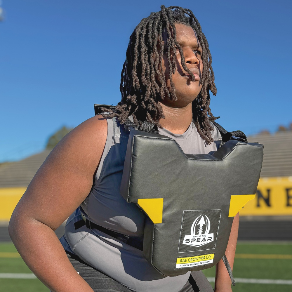 Rae Crowther PRO STRIKER VEST hands-free strike pad with breast plate handles for realistic movement and hand technique training in space.